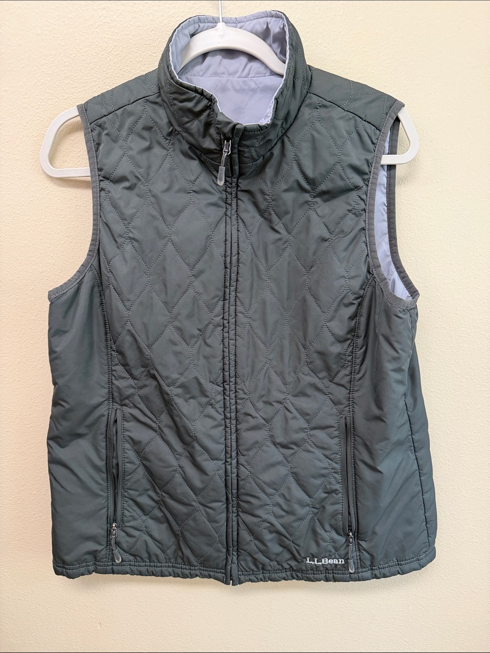 L.L. Bean Reverse Vest in Charcoal Gray light gray